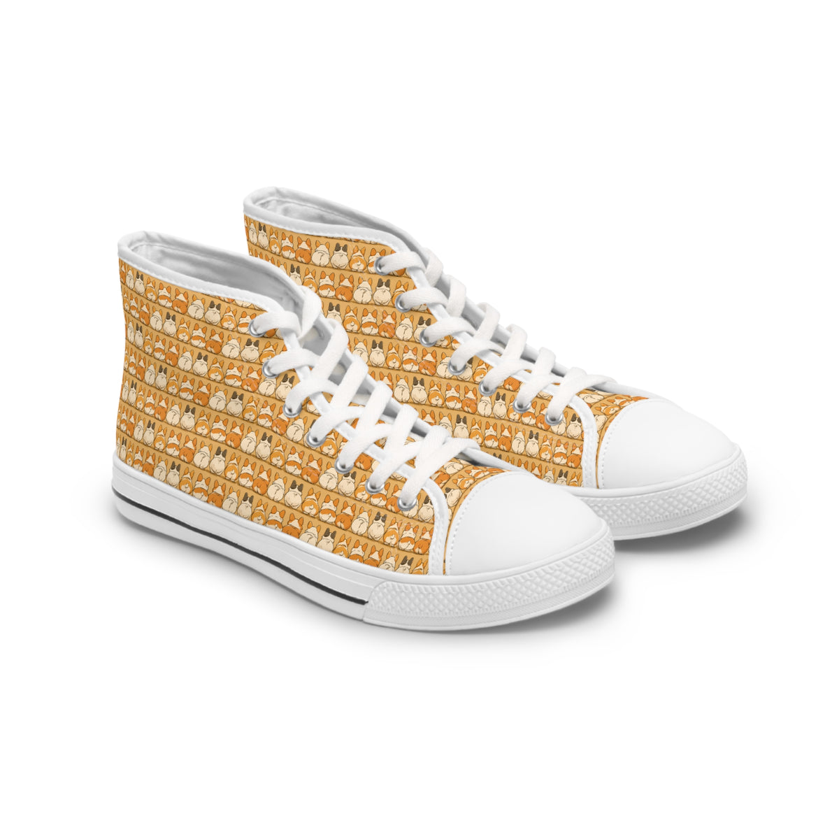 The Bottom Line Women's High-Top Sneakers - Corgi Fanny Formation on Toasted Amber Canvas