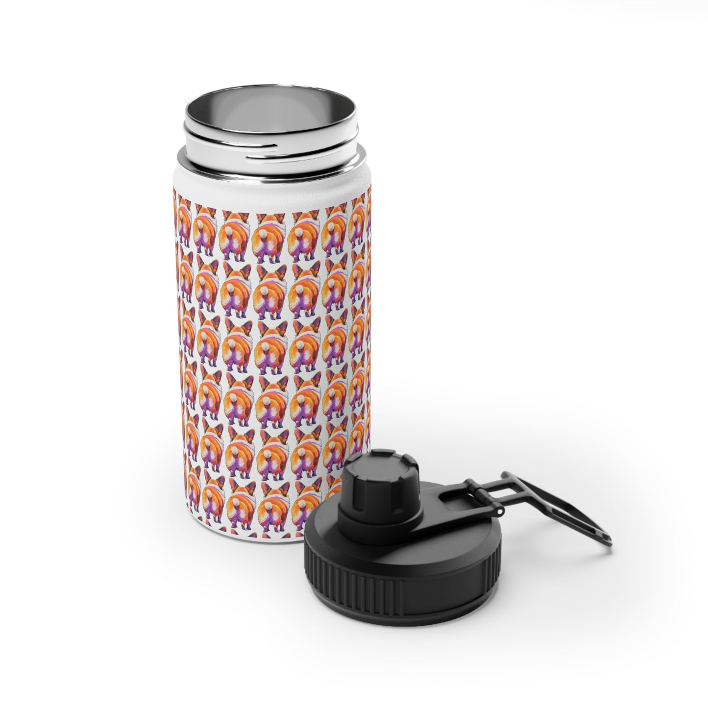 Corgi Butt Mosaic - Water Bottle with Sport Lid