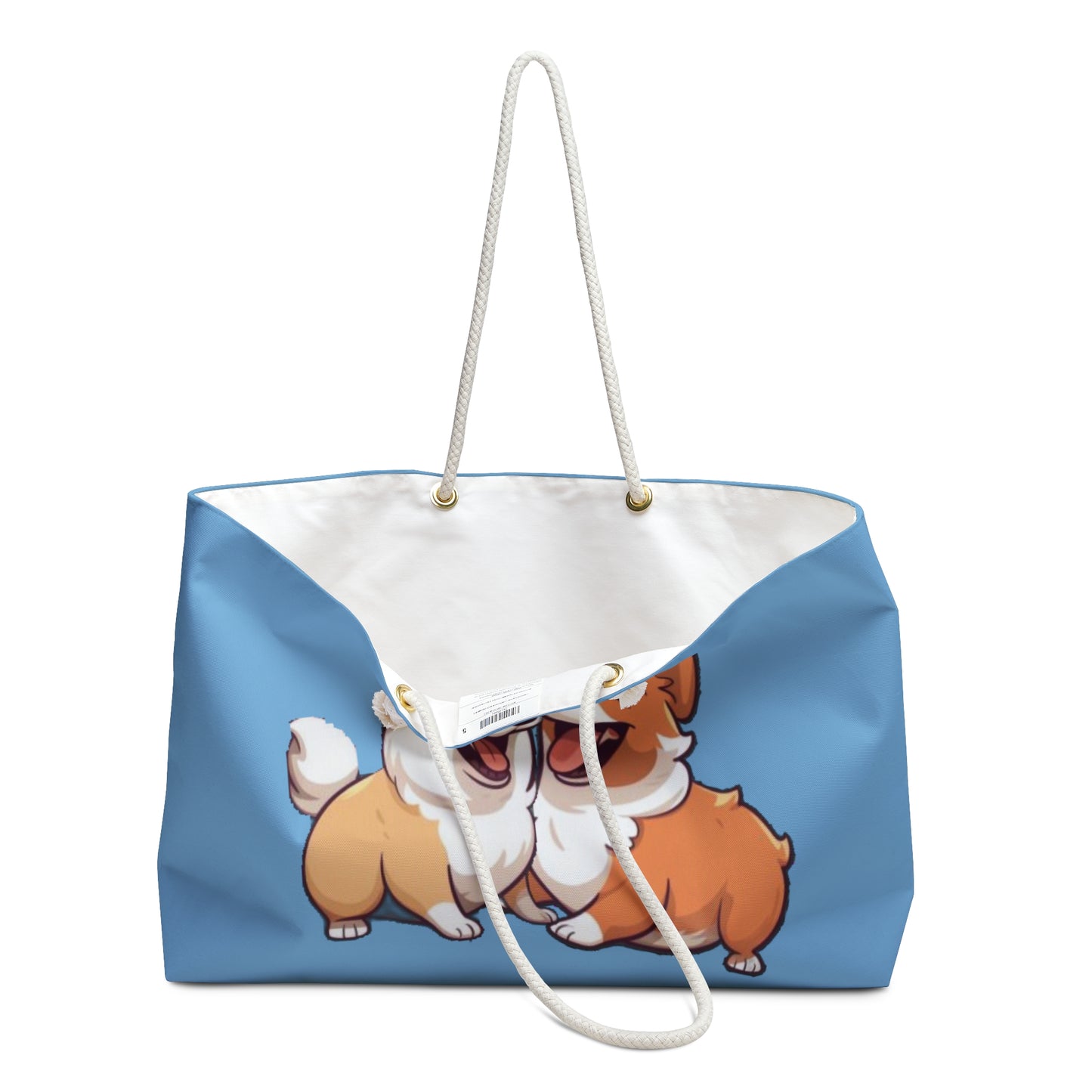 Corgi Best Mates Weekender Beach Bag – Cute Light Blue Travel Tote