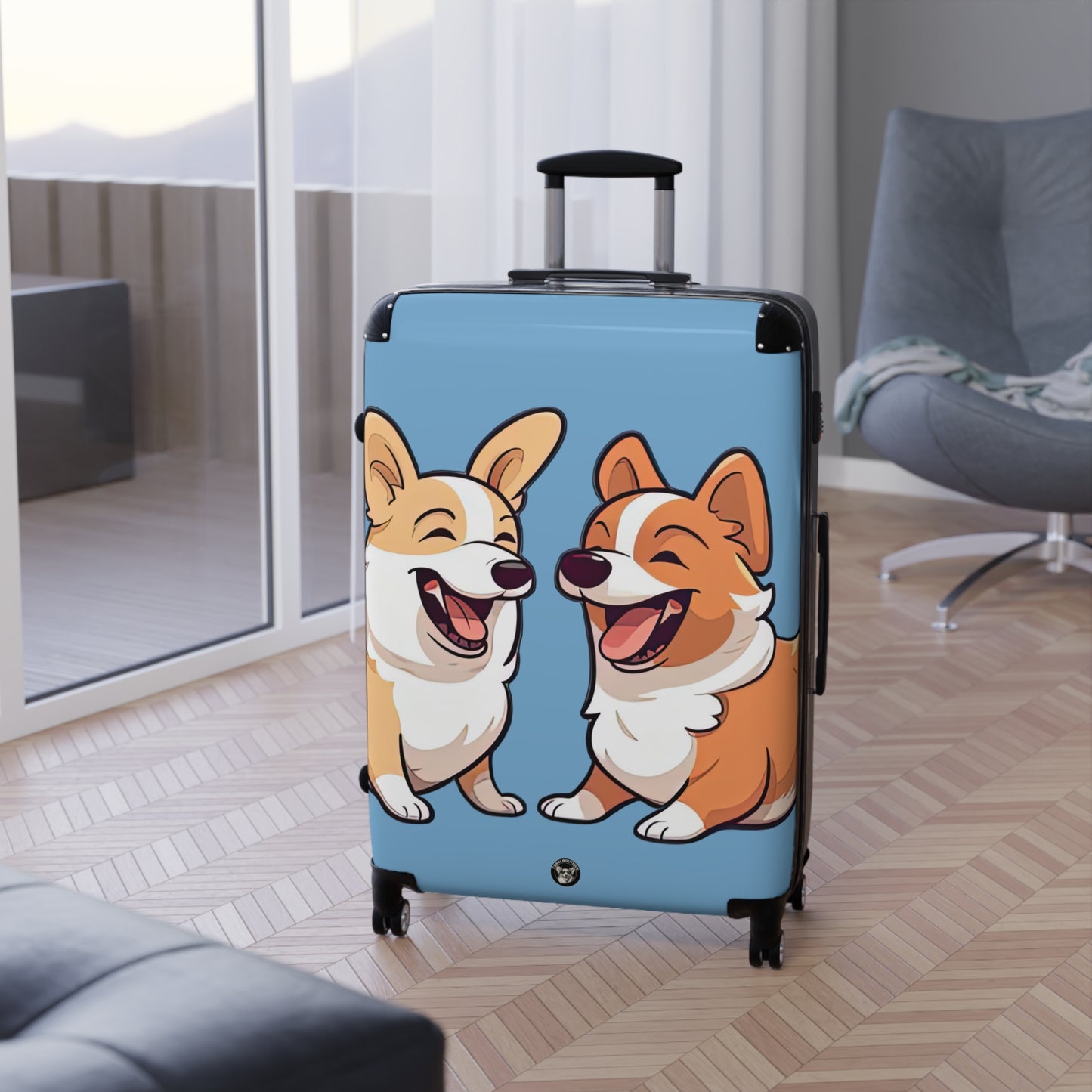 Best Mates Laughing Corgis Suitcases — Animated Luggage Cover for Corgi Lovers