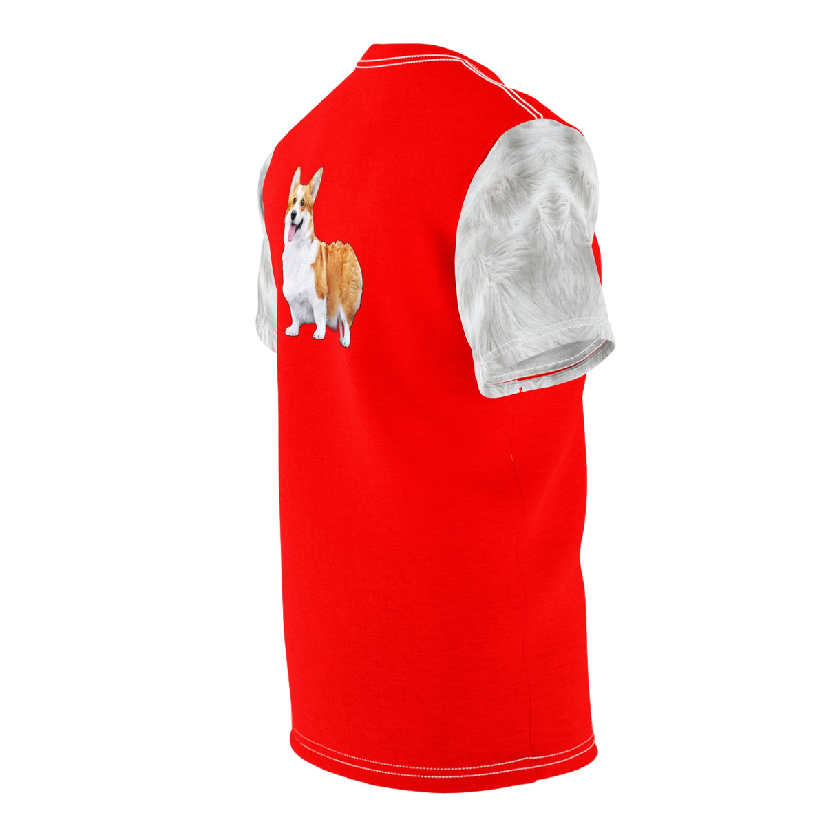 Best In Show Unisex Bold Fashion Tee — Radical Red with White Fur-Effect Flowing Sleeves