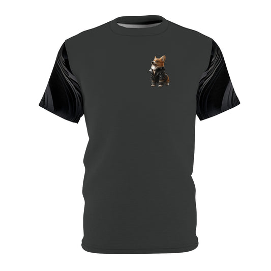Leader of the Pack Artistic Corgi Charcoal Bold Fashion Tee — Bad to the Dog Bone
