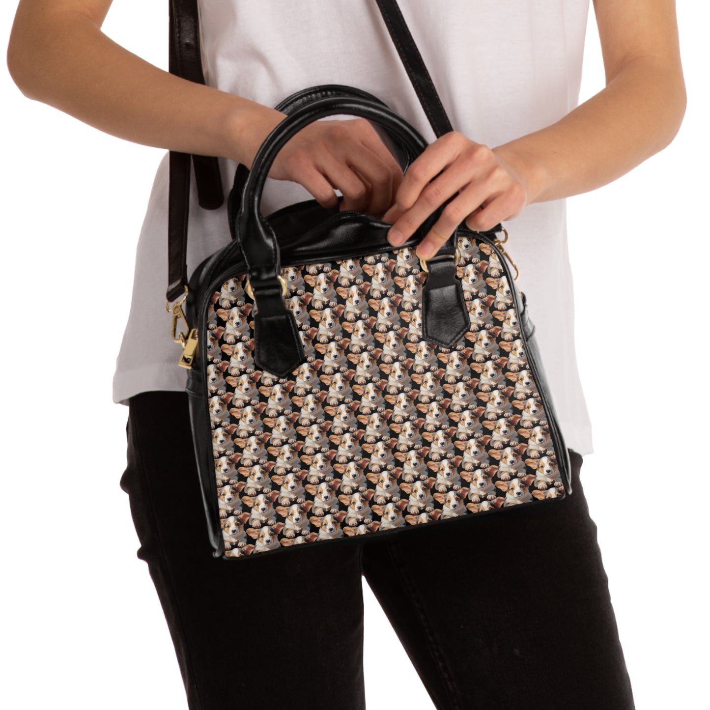 Puppy Portrait Mosaic - Handbag w/Removable Shoulder Strap