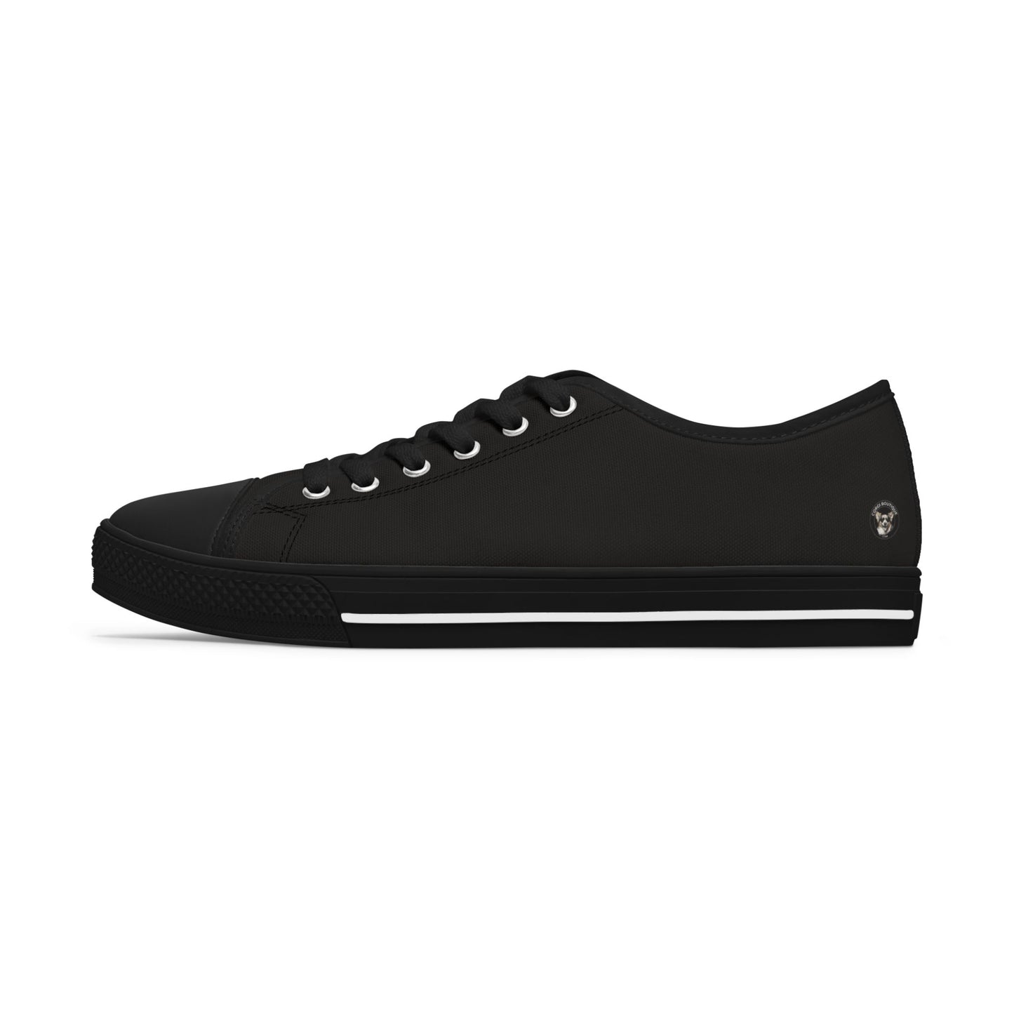 Little Light Knight Corgi Warrior in Training Women's Low Top Black Canvas Sneakers