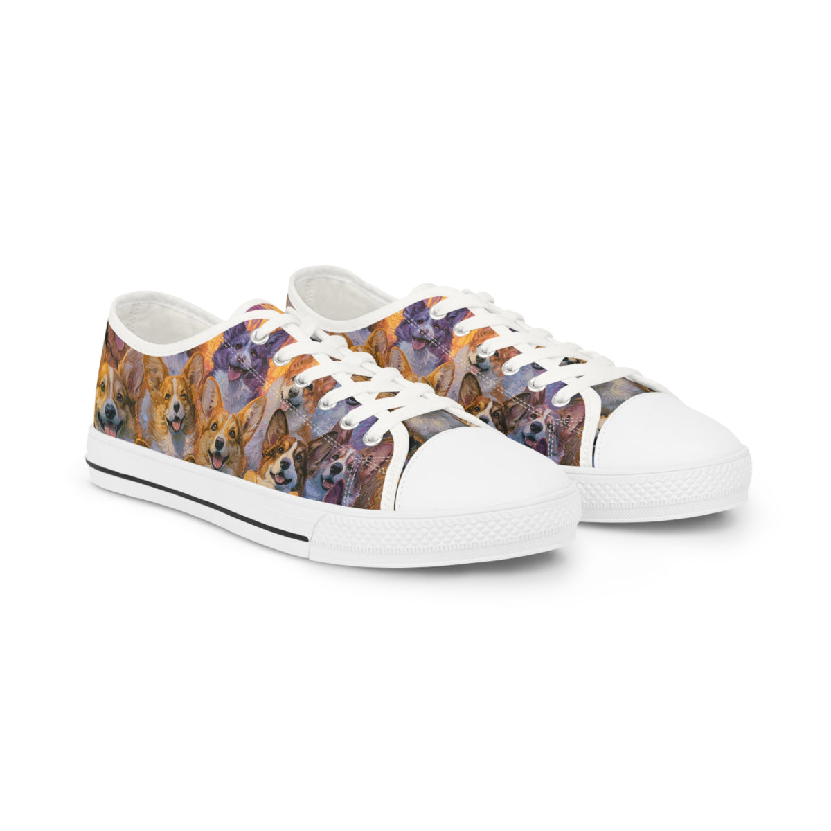 Pearly Gates Where The Corgis Await Men's Low Top Casual Canvas Sneakers