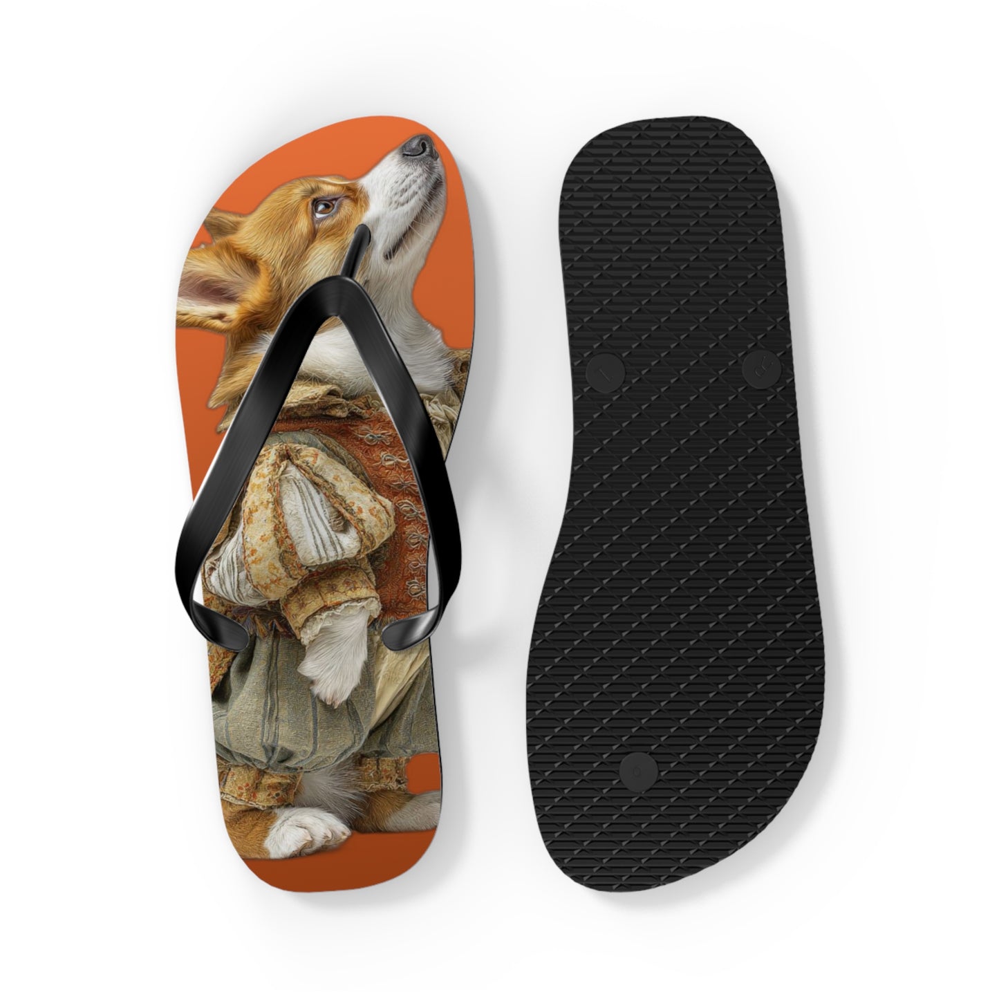 Prince Corgi Portrait Flip Flops – Cool Dog Beach Sandals