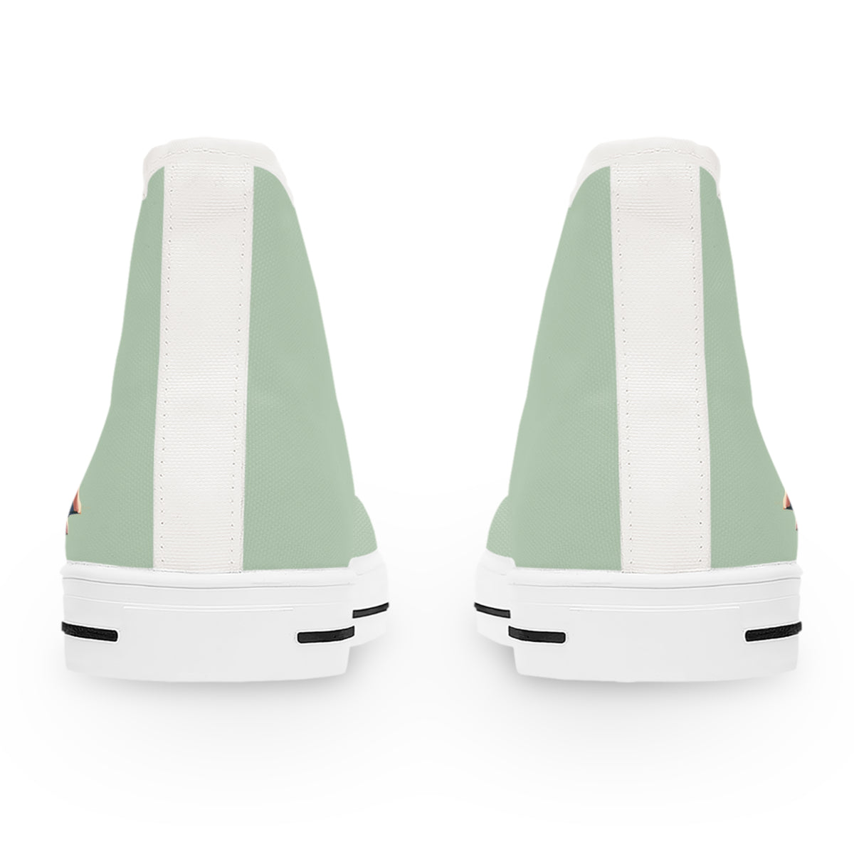 Corgi Classico Women's High-Top Sneakers - Watercolor Wiggler on Momo Mint Canvas with Flaxen Fawn Fur-Effect Tongues