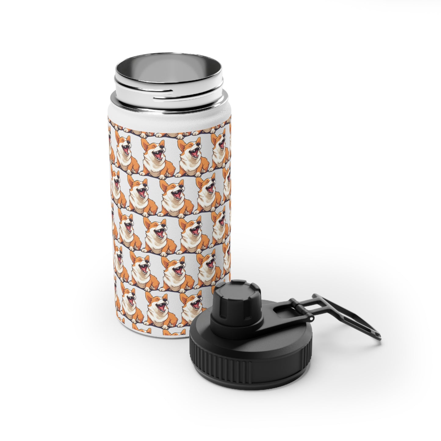 Comical Corgi Mosaic - Water Bottle with Sport Lid