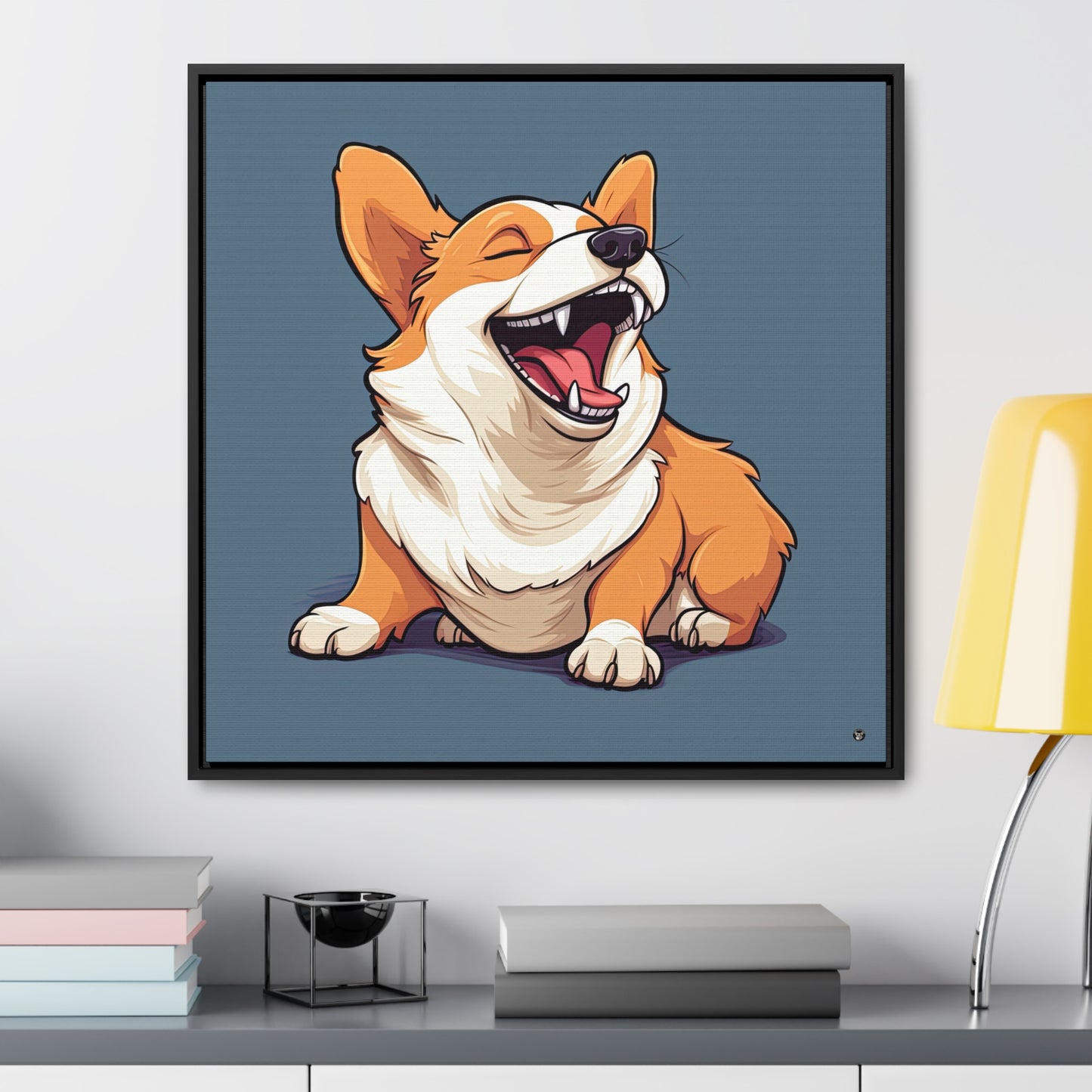 Comical Corgi - Framed on Canvas