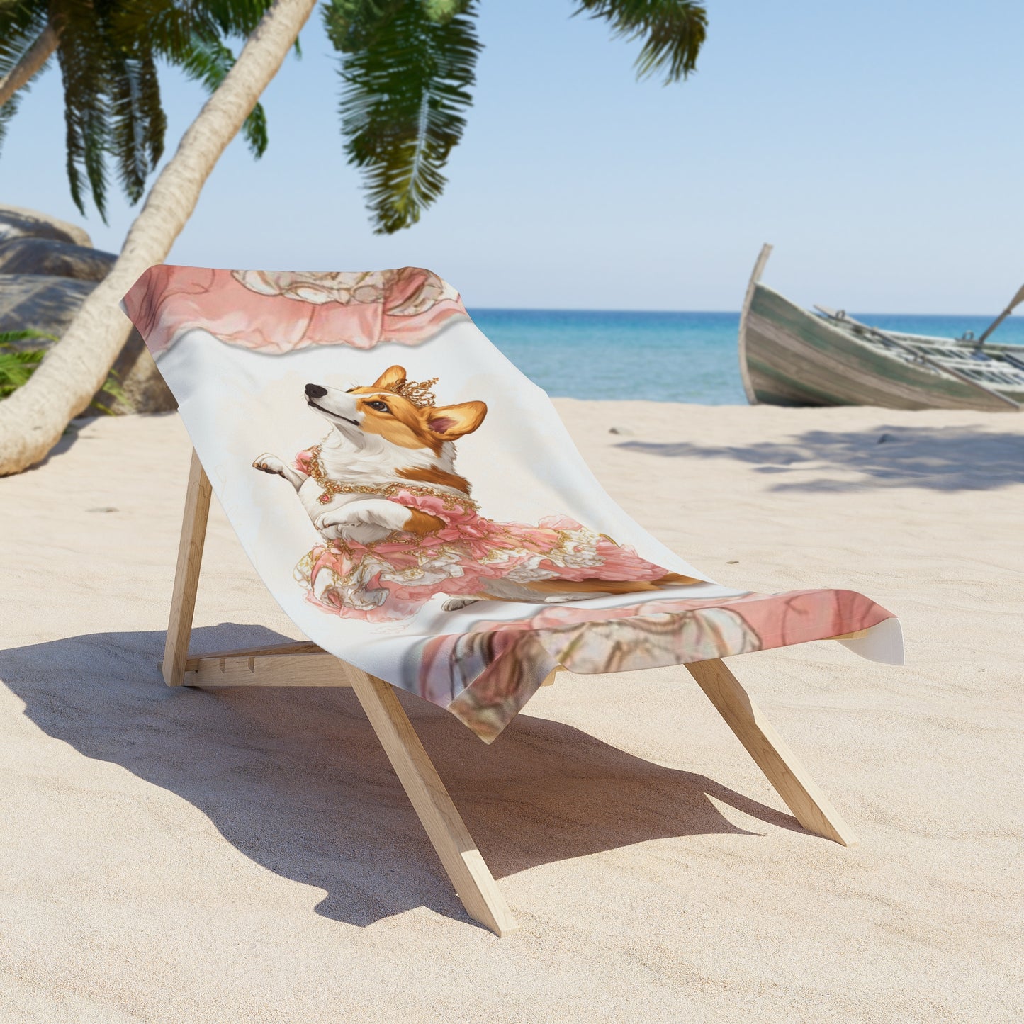Serviette de plage Princesse Corgi
