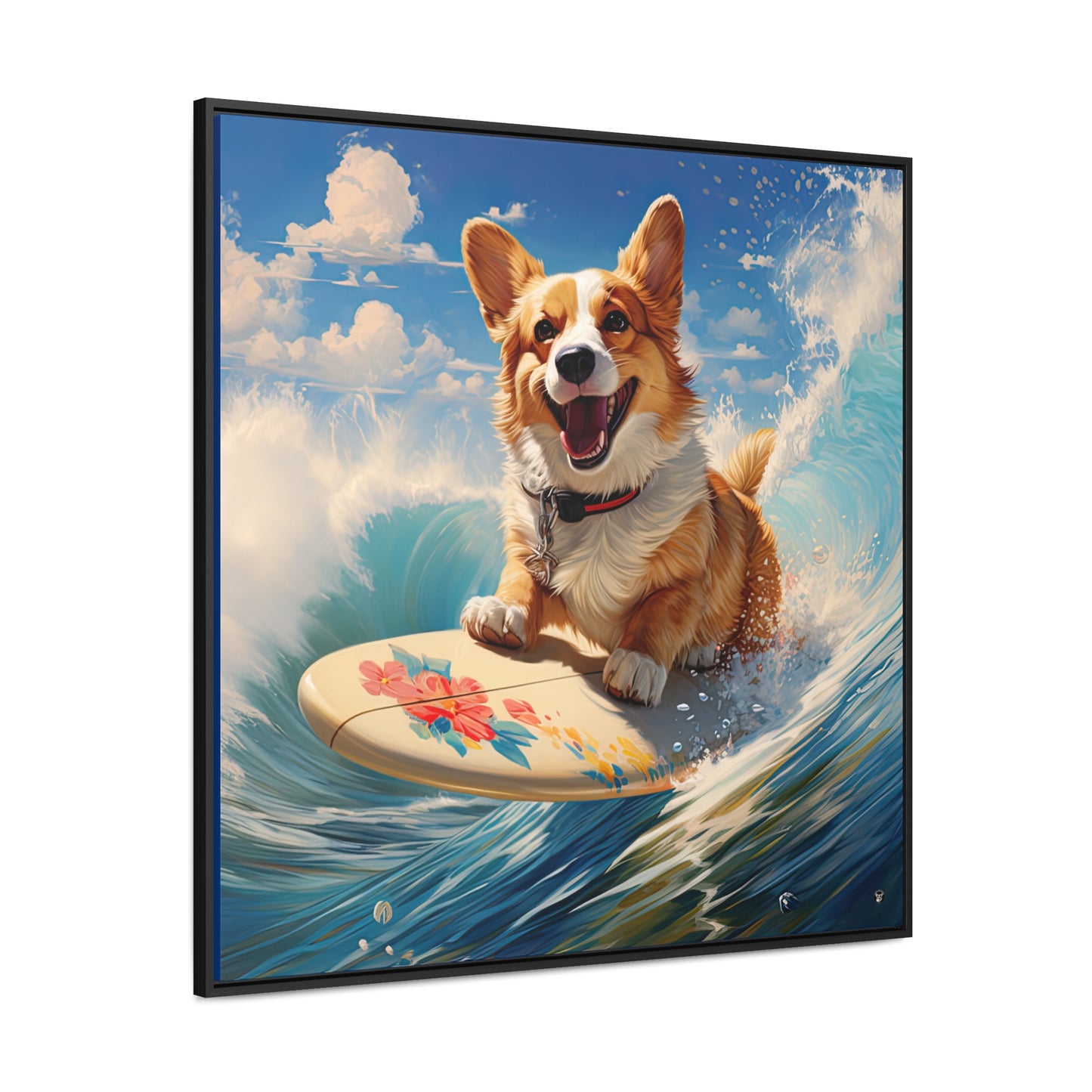 Cowabunga Corgi - Framed on Canvas