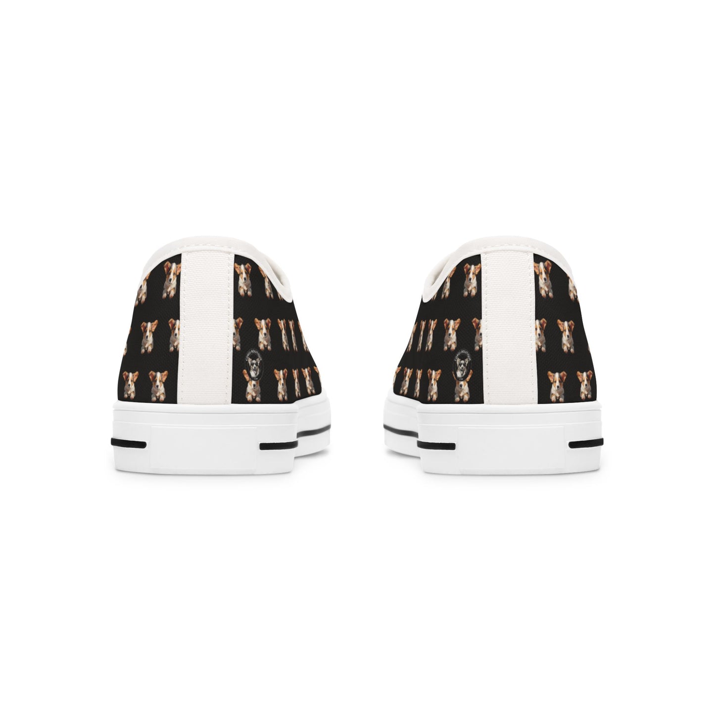 Puppy Corgi Portrait Women's Low Top Casual Black Canvas Sneakers