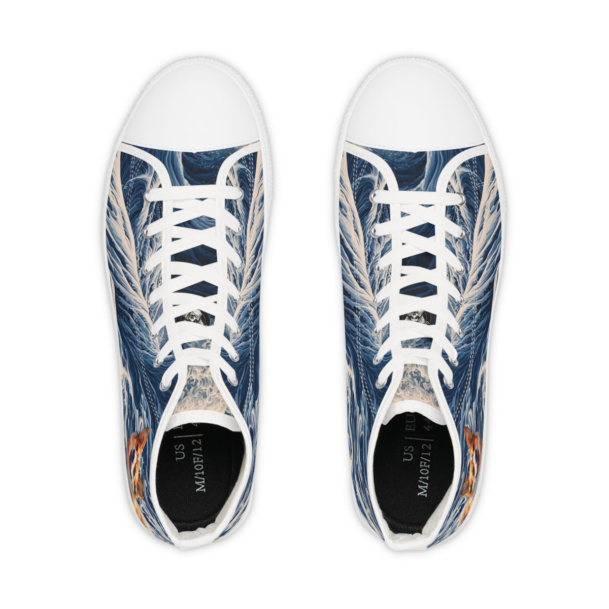 Coastal Corgi Big Blue Ocean Wave Men's High Top Casual Canvas Sneakers