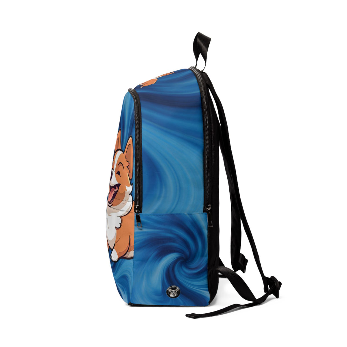 Best Mates Corgi Couple Backpack — Cute Corgi Swirling Blue Rucksack