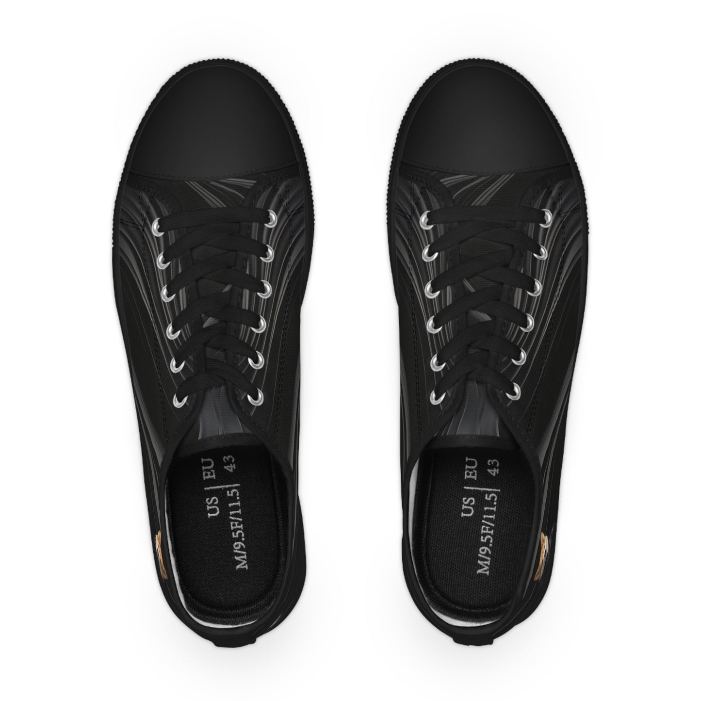 Samurai Corgi Black Swirl Men's Low-Top Casual Canvas Sneakers