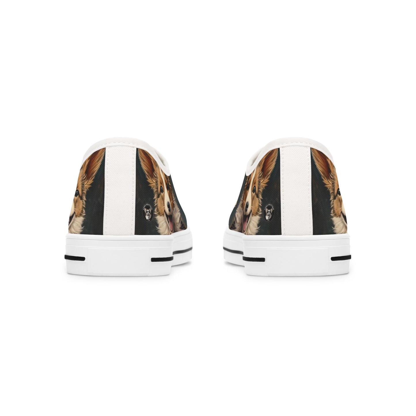 Corgi Pouncing Print Women's Low Top Casual Canvas Sneakers
