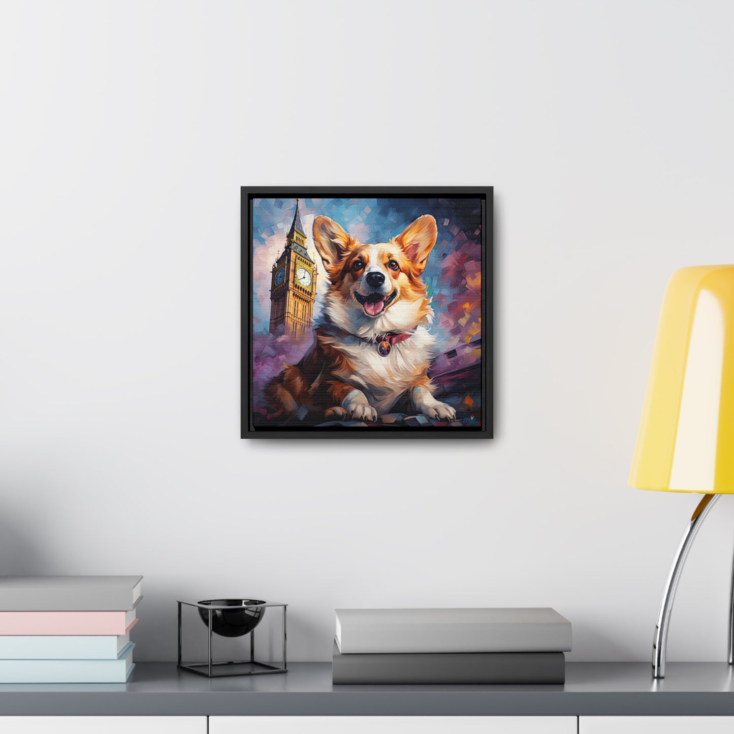 Corgi and Ben - Framed on Canvas