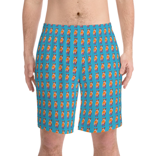 Corgi Butt Stripes Artistic Portrait - Blue Corgi Board Shorts