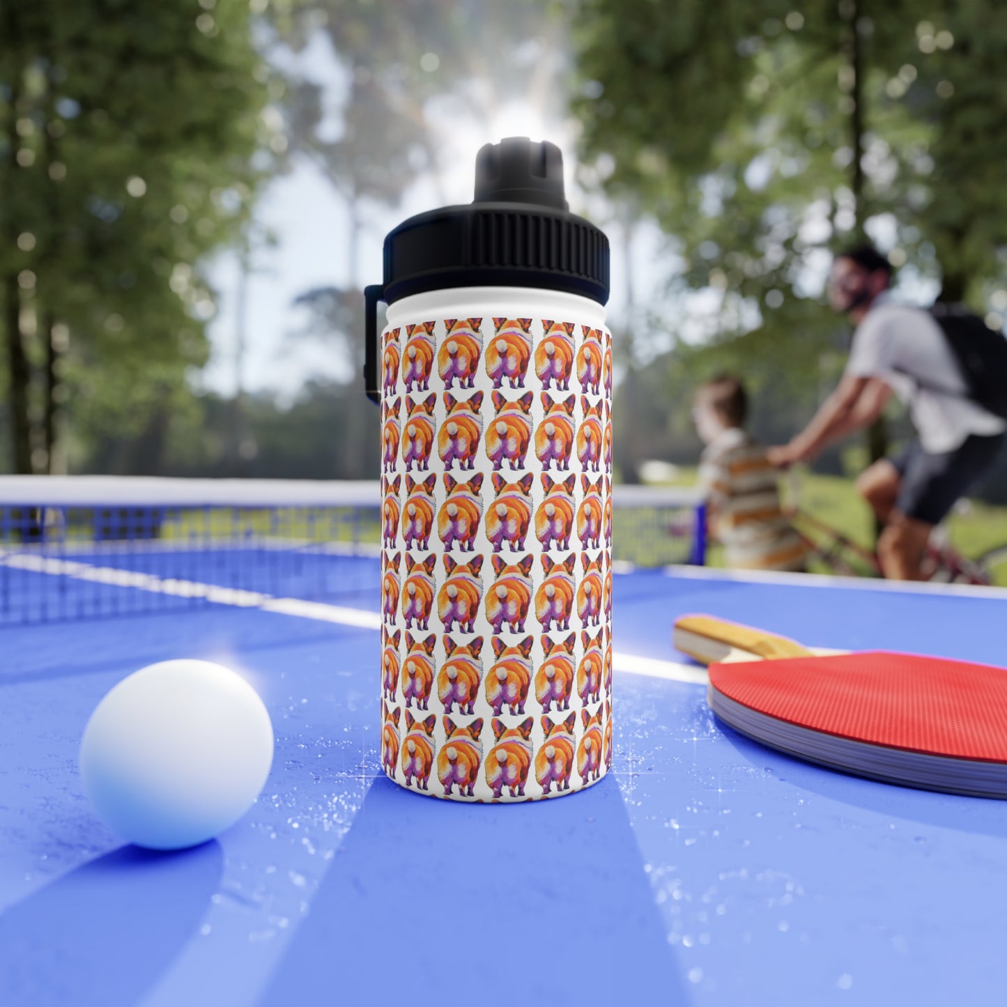 Corgi Butt Mosaic - Water Bottle with Sport Lid