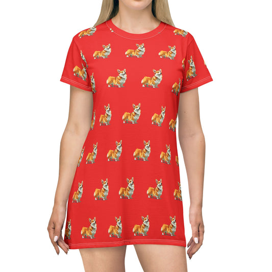 Robe T-shirt à motif Corgi