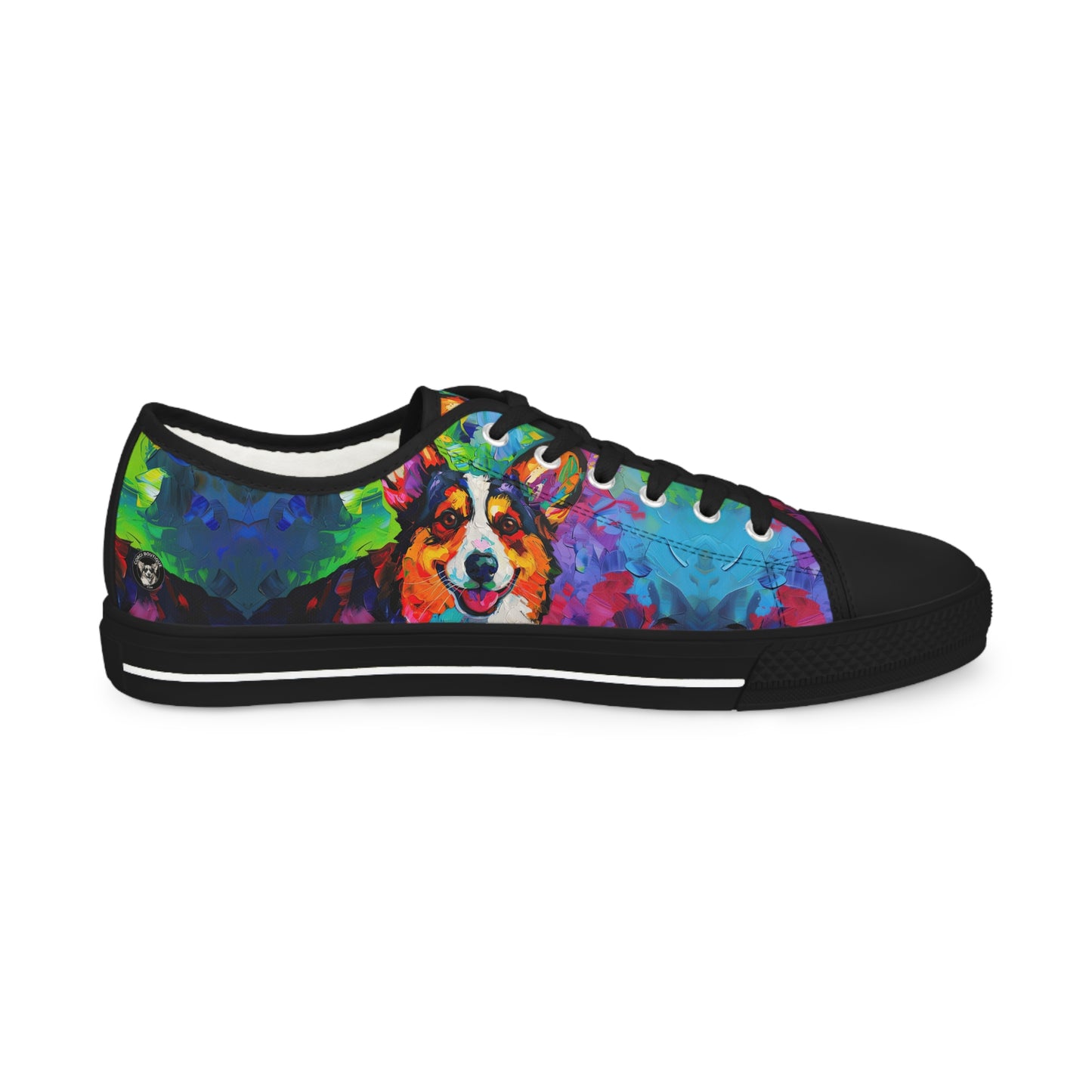 Color Me Corgi Vibrant Artistic Men's Low Top Casual Canvas Sneakers