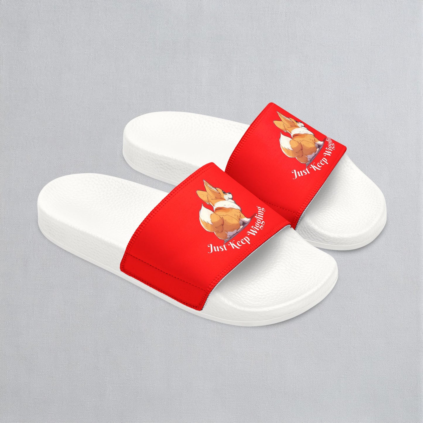Just Keep Wiggling Men's Red Slide Sandals - Casual Pool & Beach Slides