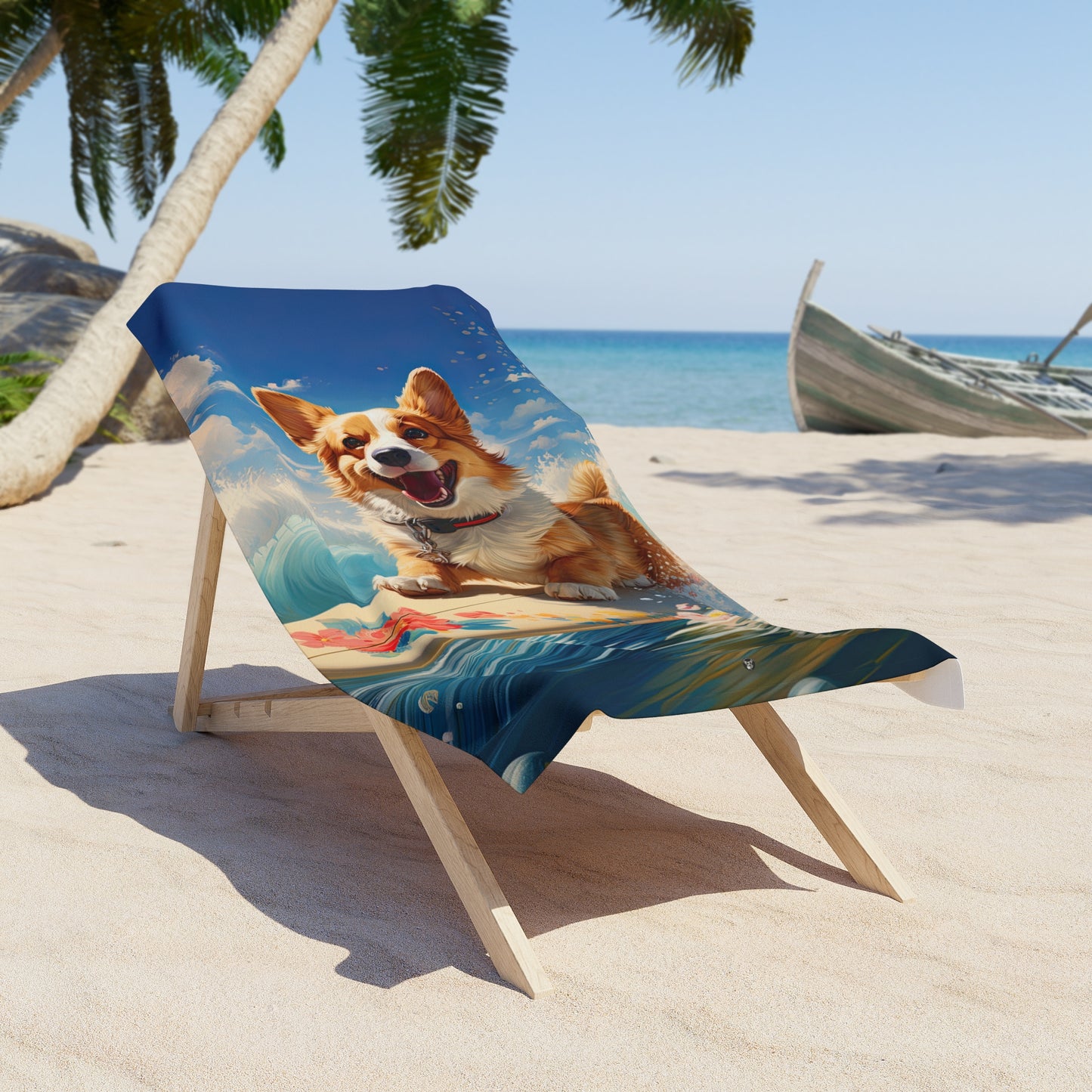 Cowabunga Corgi Beach Towel