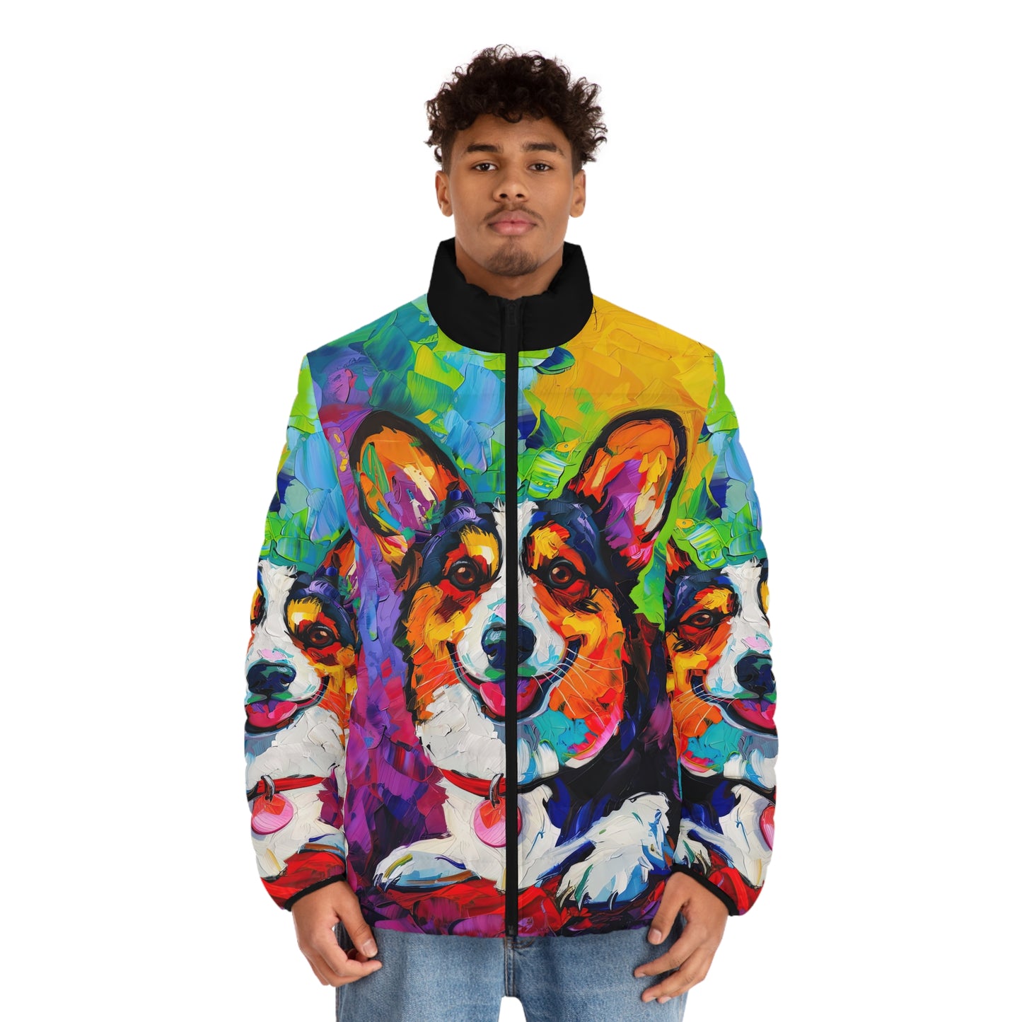 Colorful Corgi Puffer Jacket