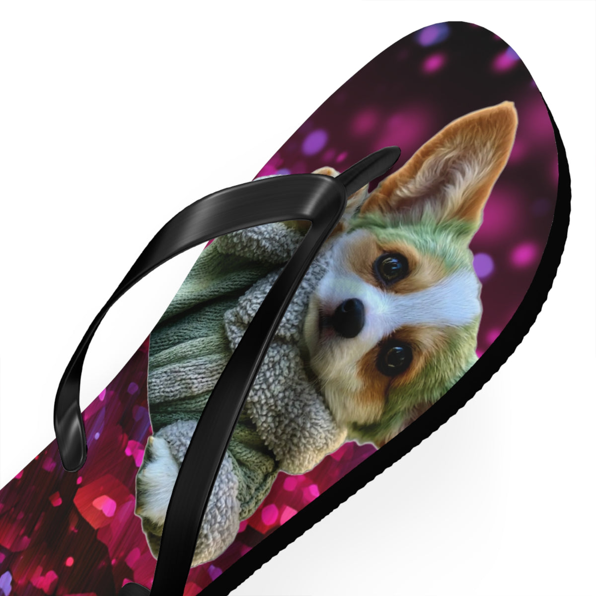 Baby Corgi Star Warrior Unisex Flip Flops — Galaxy Glitter Sandals