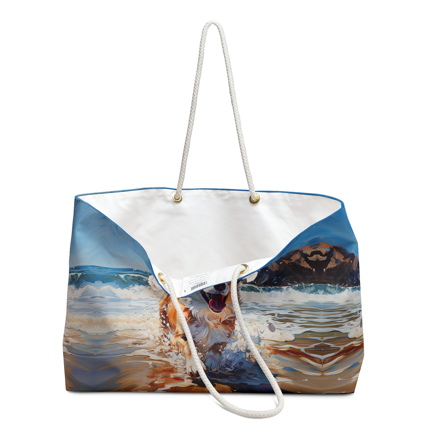 Coastal Corgi Weekender Beach Bag – Beach Themed Corgi Travel Tote
