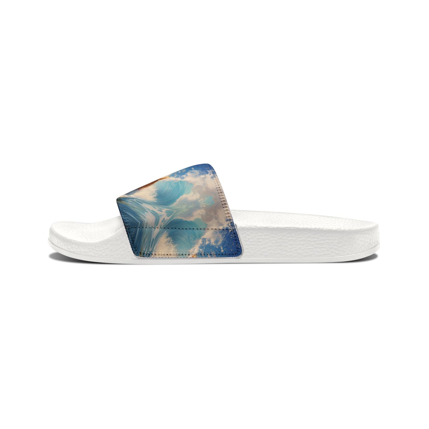 Cowabunga Corgi Big Blue Ocean Wave Men's Slide Sandals - Casual Pool & Beach Slides