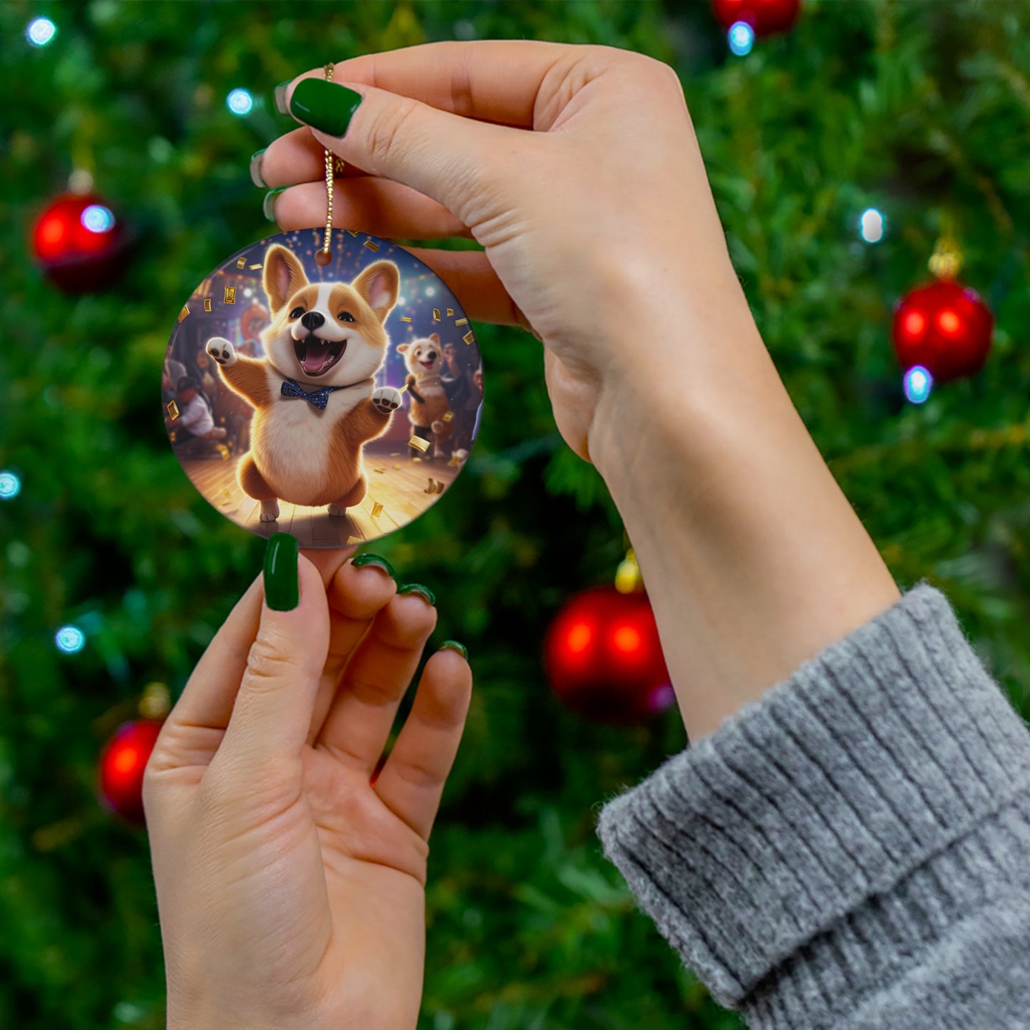 Party Pup - Ceramic Ornament