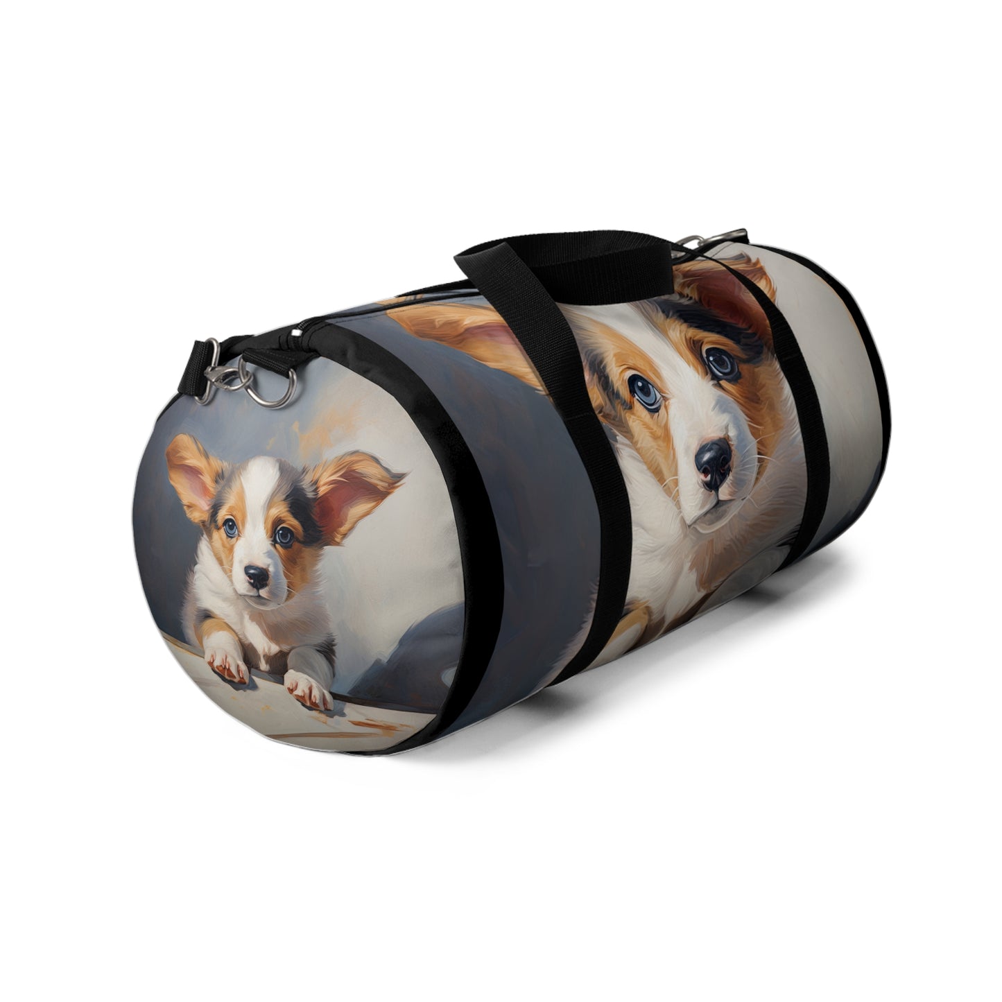 Puppy Dog Eyes Corgi Duffel Bag - Cute Corgi Black Travel Gym Bag