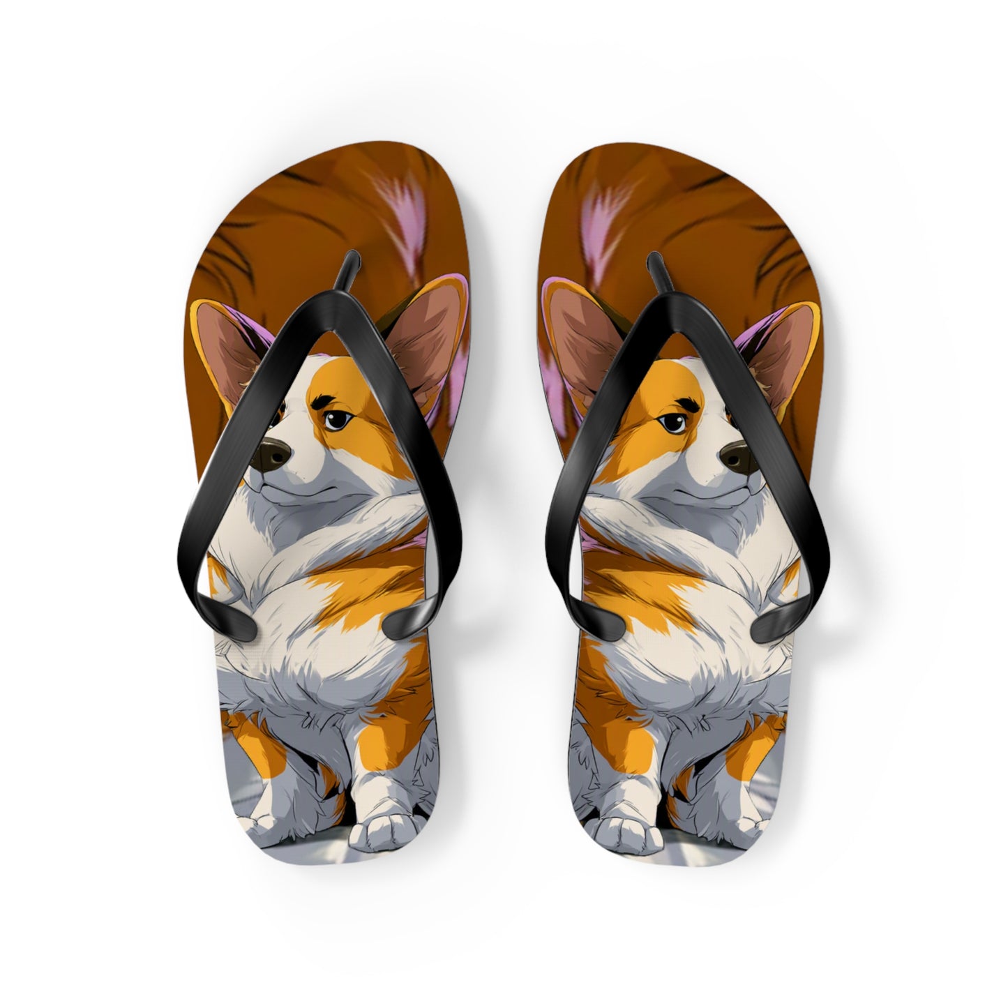 Boss Dog Corgi  Artistic Unisex Flip Flops — Cool Corgi Sandals for the Dog Beach or Anywhere