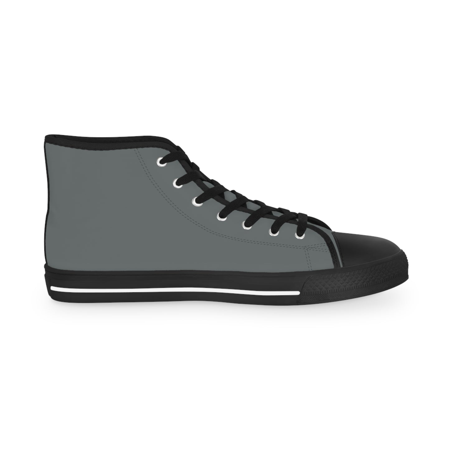 Leader of the Pack Men's High Top Casual Dark Gray Canvas Sneakers with a Leather-Clad Corgi