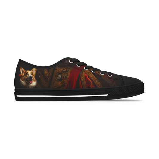Renaissance Corgi Artistic Gothic Red Cloak Women's Low Top Casual Canvas Sneakers
