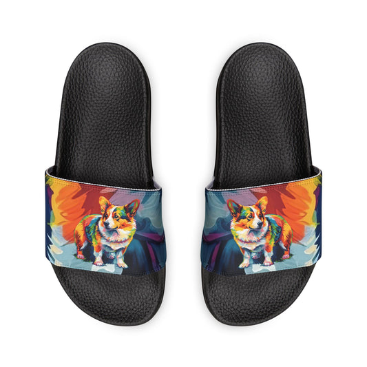Scouter Corgi Watercolor Women's Casual Slide Sandals - Pool & Beach Slides