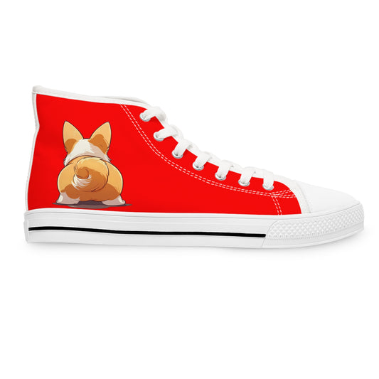 Booty Call Corgi Pop Art Women's High Top Casual Red Canvas Sneakers