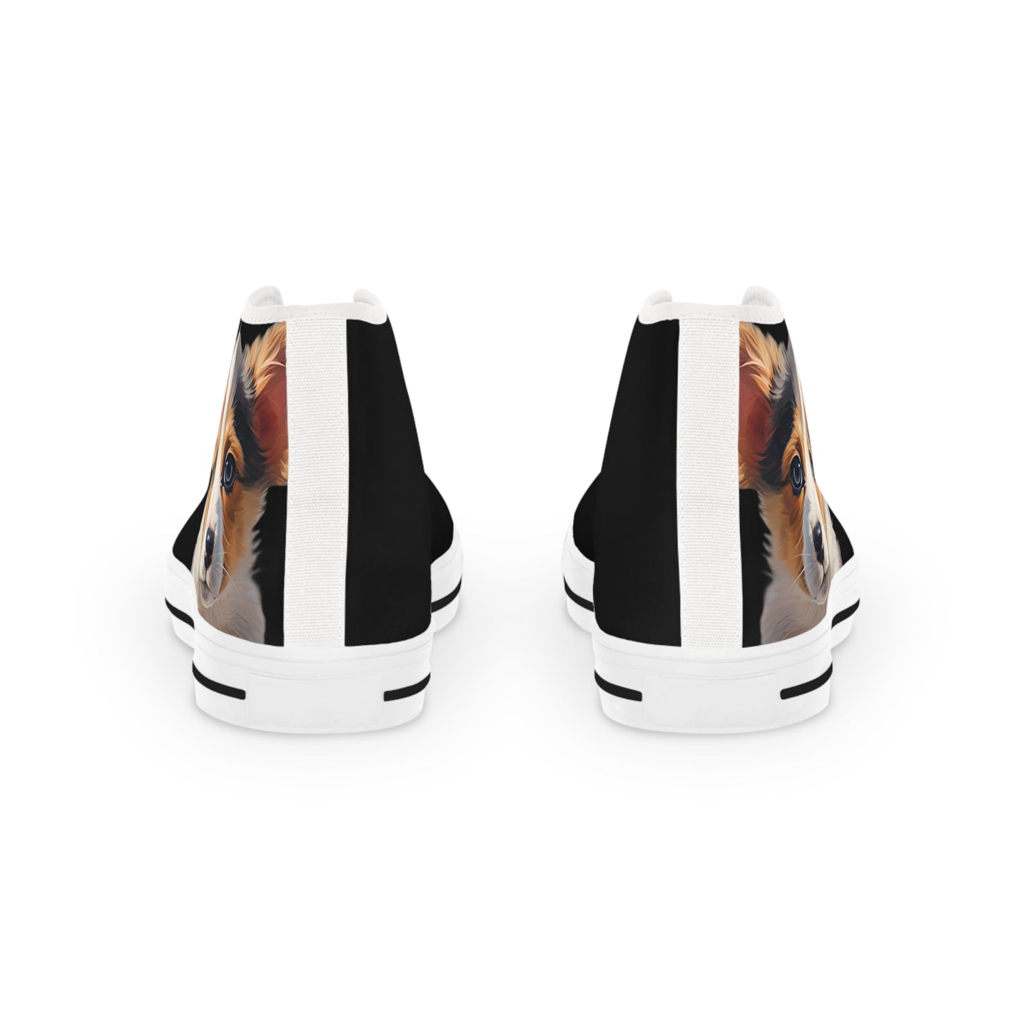 Puppy Dog Eyes Corgi Portrait Men's High Top Casual Black Canvas Sneakers
