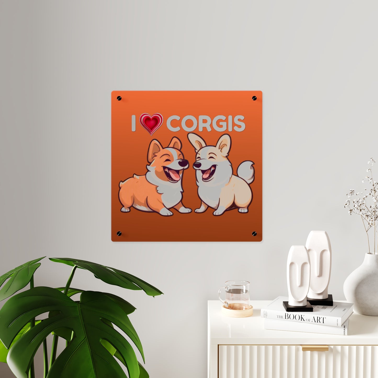 J'aime les corgis sur acrylique