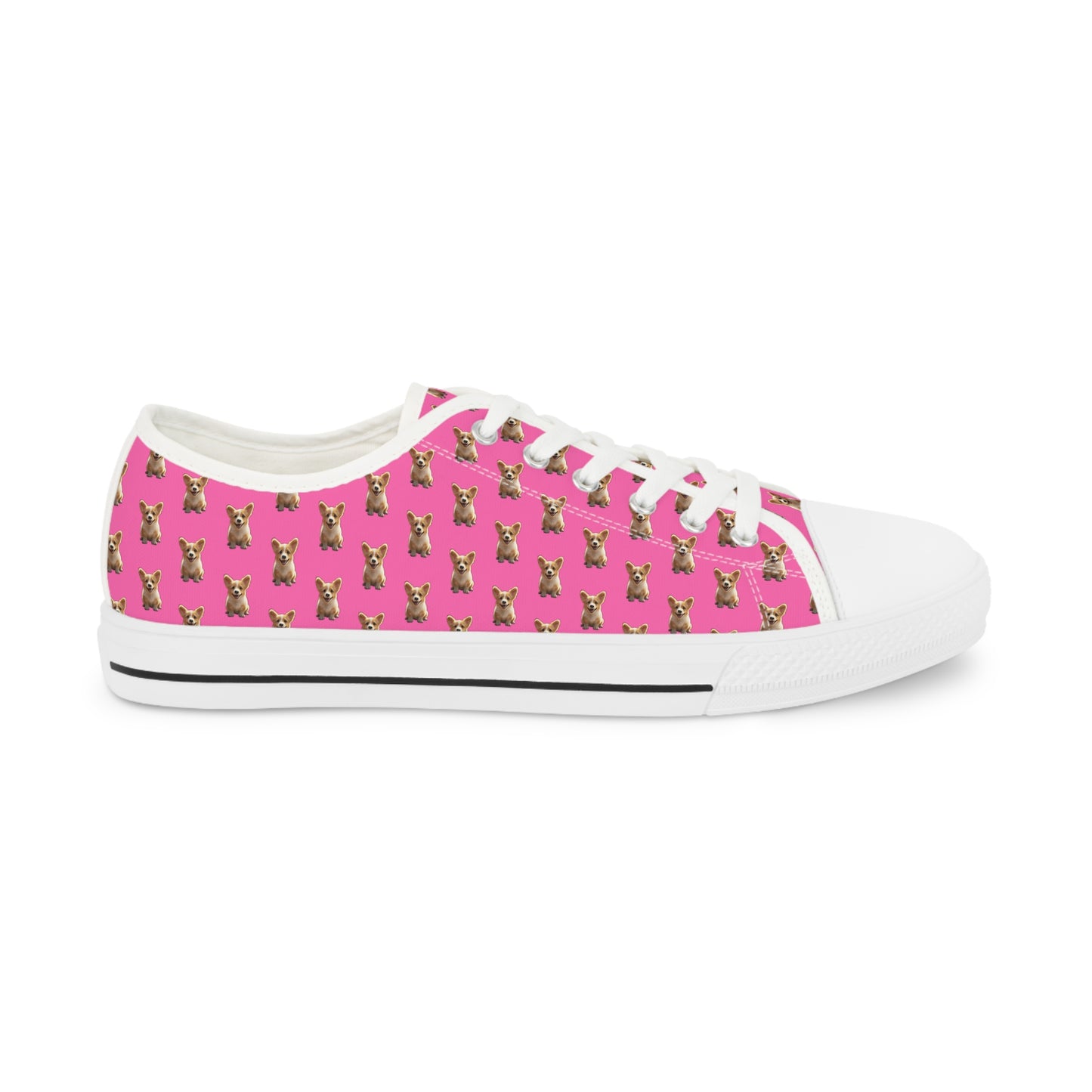 Sweetness Hot Pink Men's Low Top Casual Canvas Sneakers - Corgi Mosaic Pattern