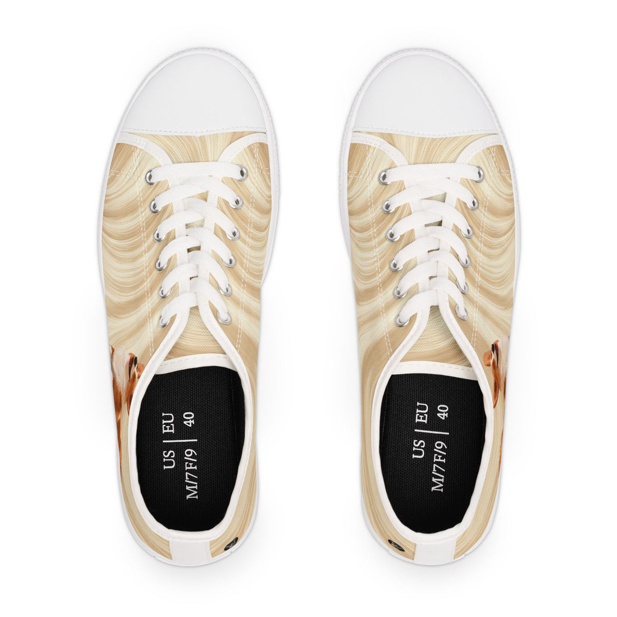 Giddy Sploot Women's Low Top Sneakers — Creamy Champagne Canvas Casual Shoes