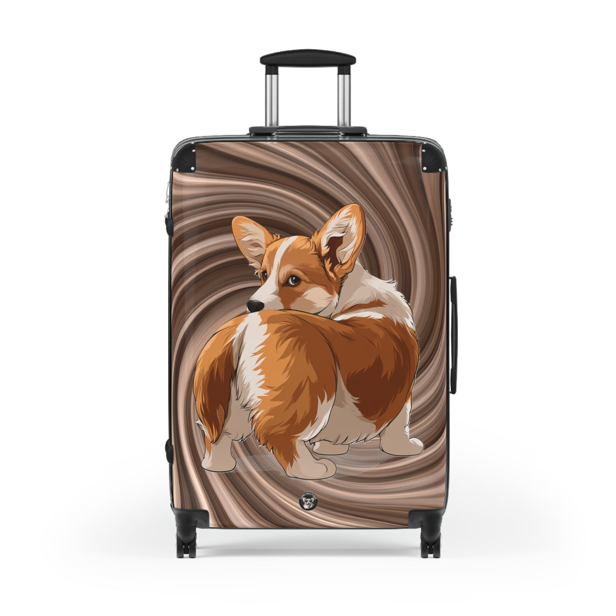 Butt What? Talk To The Butt Contemptuous Corgi Suitcases – Swirling Brown Corgi Rolling Luggage