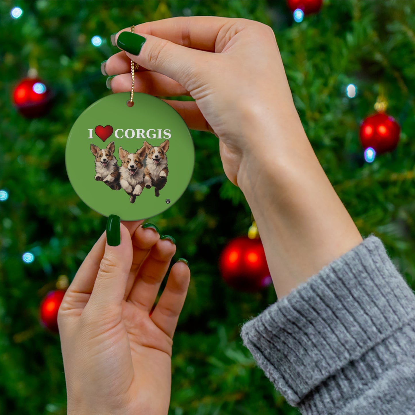 I Heart Corgis - Ceramic Ornament