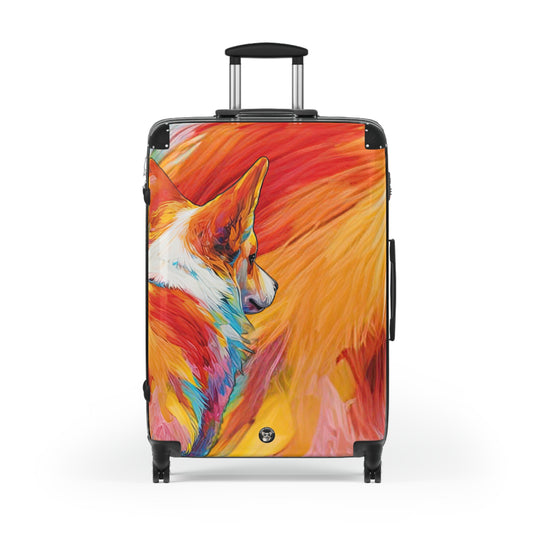 Peekaboo Corgi Colorful Travel Suitcases — Artistic Vibrant Corgi Rolling Luggage