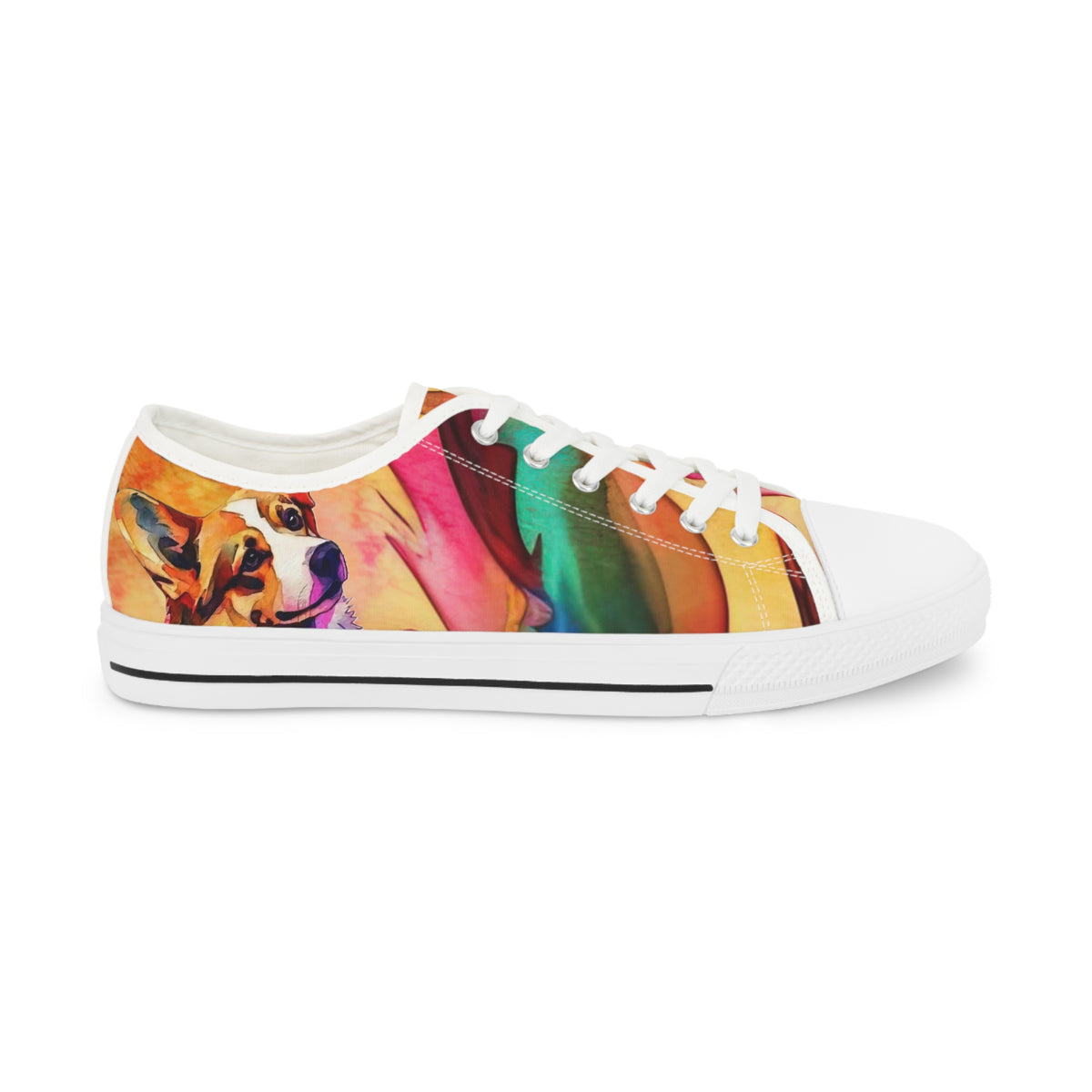 Motley Corgi Men's Low Top Casual Watercolor Canvas Sneakers