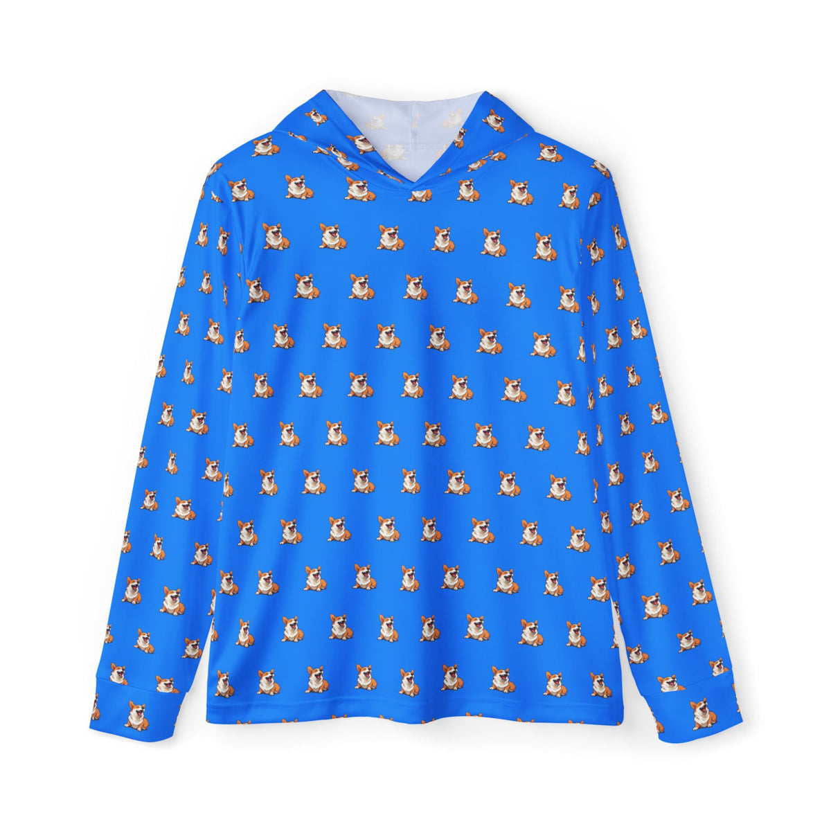 Comical Corgi All Smiles Repeater Pattern - Blue Light Hoodie