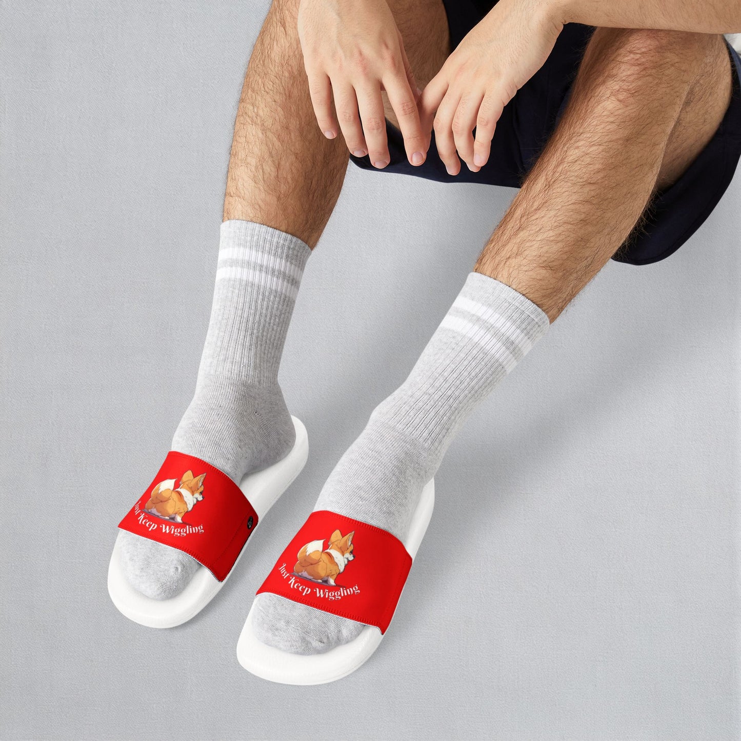 Just Keep Wiggling Men's Red Slide Sandals - Casual Pool & Beach Slides