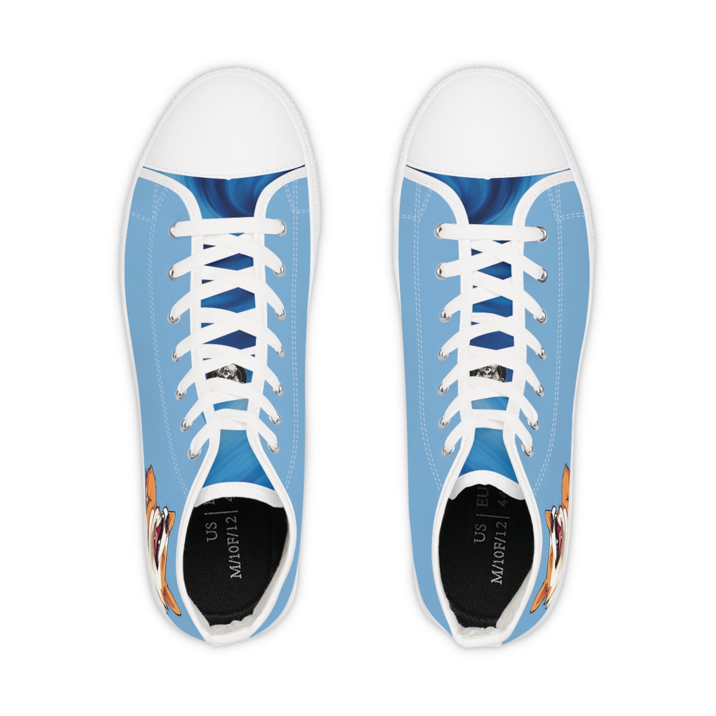 Comical Corgi All Smiles Men's High Top Casual Carolina Blue Canvas Sneakers