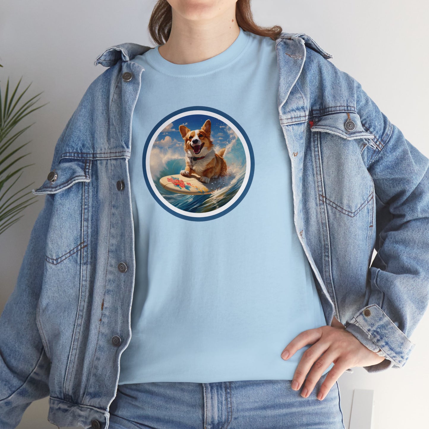 Cowabunga Corgi - Unisex Heavy Cotton Tee